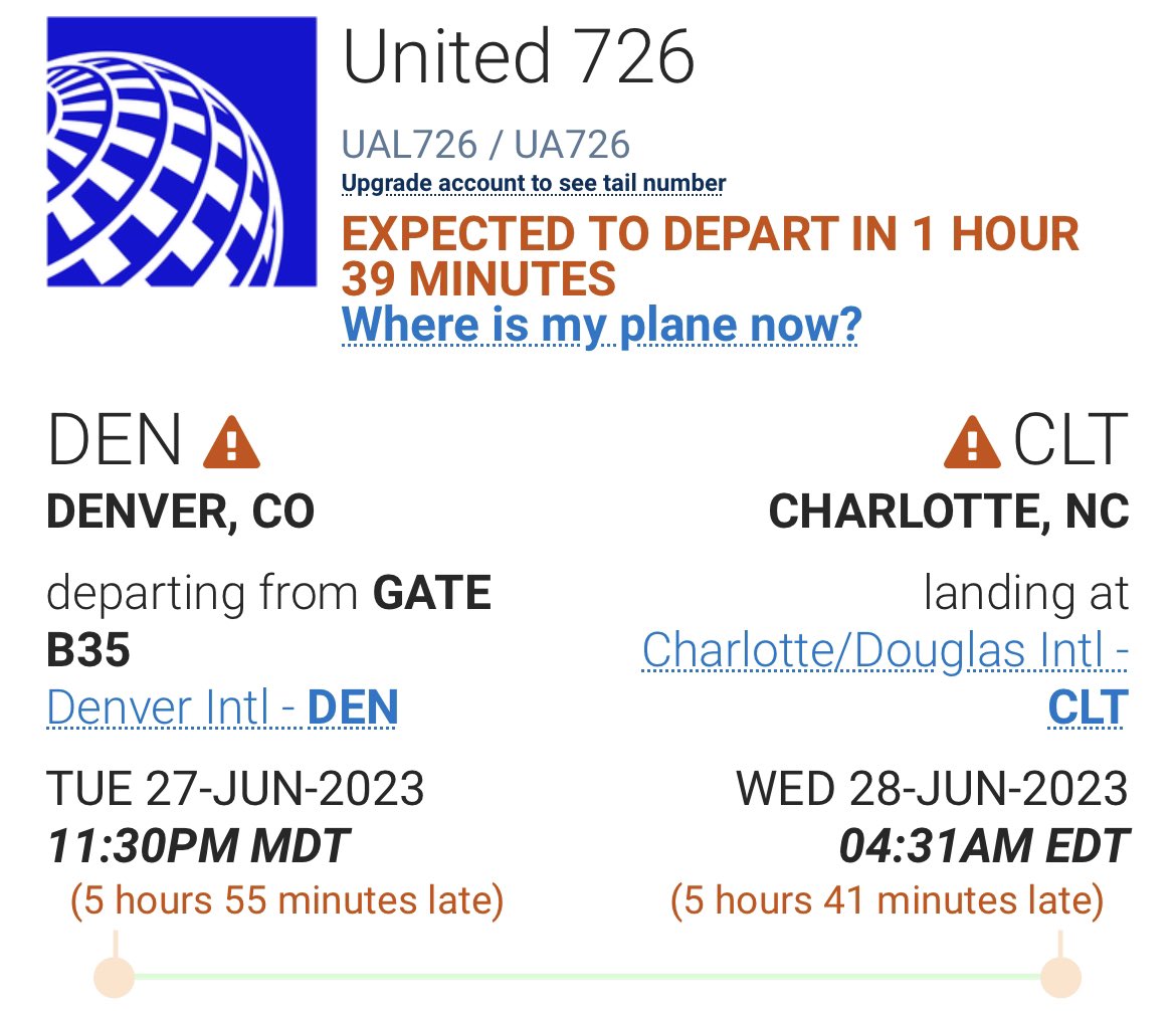 RobertCWendt's tweet photo. @united when a flight (UA726) is nearly 6 hours late and counting when do you offer passengers hotel accommodations? Asking for a family who is stuck and been traveling all day. Help her!! https://t.co/JW7nFRJwx0