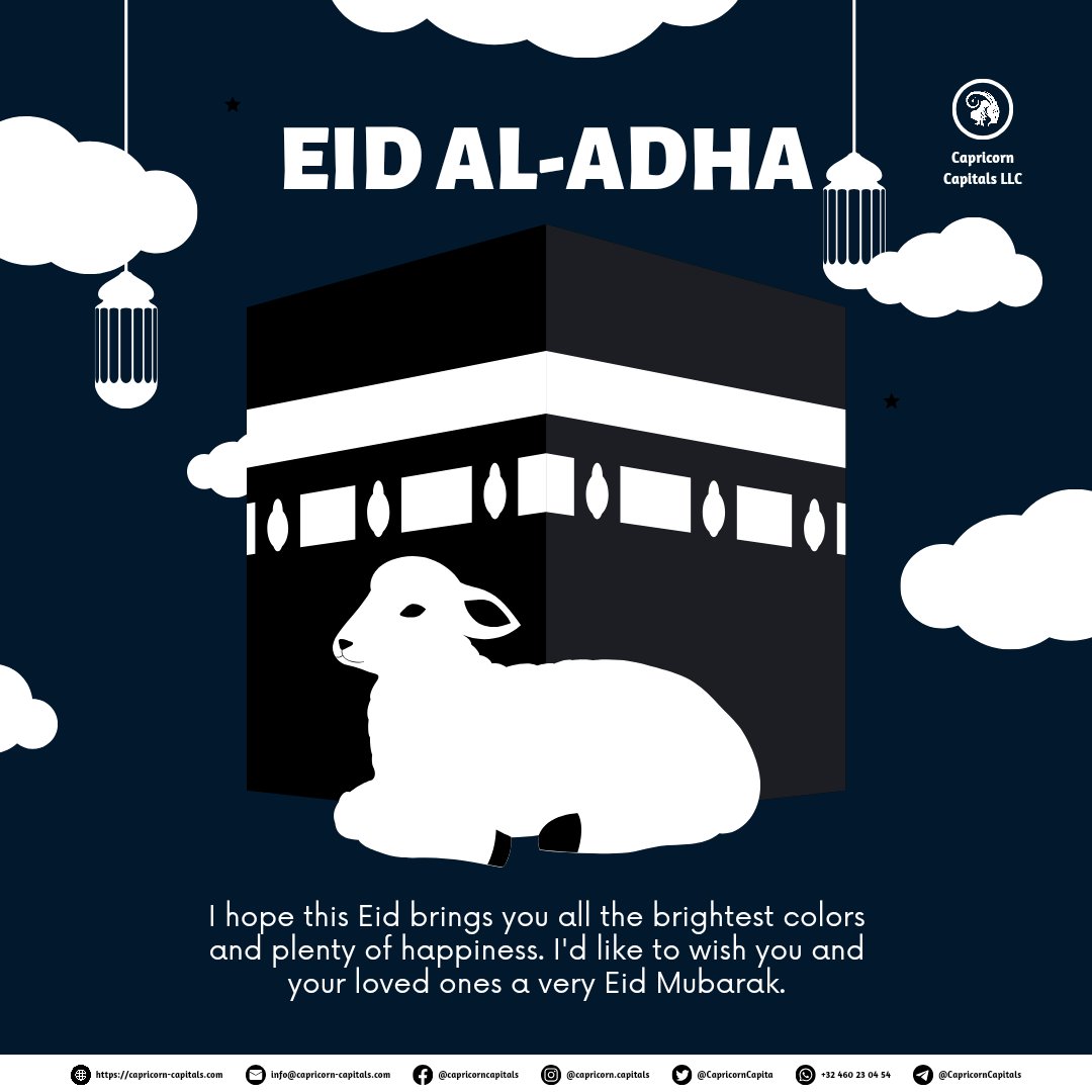 Capricorn Capitals Celebrates Eid Al-Adha with our Muslim Brothers.

#Mubarak #mubarakan #MubarakVillage #mubarakiya #Mubarakk #MubarakVillageBeach #mubaraka #MubarakahEDAR #mubarakville #Mubarak4Show #MubarakShowole #mubarakof #mubarakmandi #MubarakBaat #mubarakanAK #mubarakah