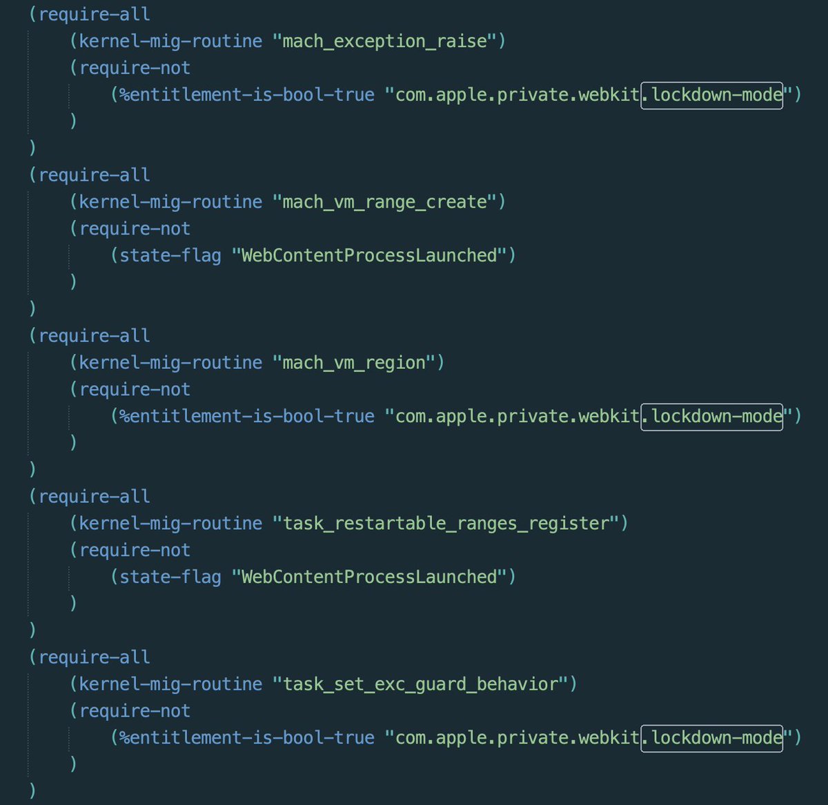 webkit-lockdown: filter unix, mach, mig calls, and etc.