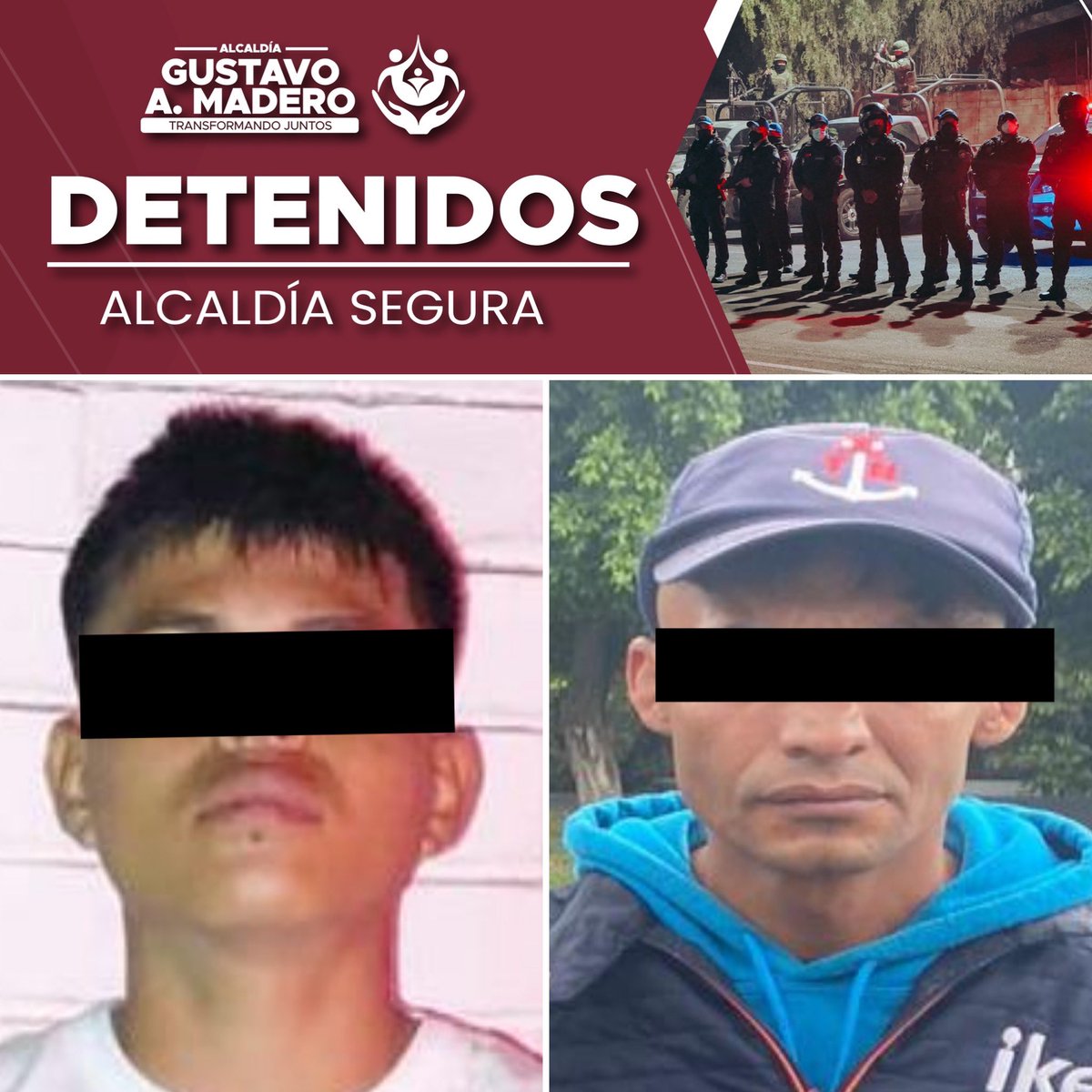 fchiguil's tweet photo. Dos individuos fueron puestos a disposición de la Coordinación Territorial #GAM4 por su presunta participación en el delito de robo a transeúnte con violencia en la colonia #Lindavista y #Pradera. ¡Denuncien! https://t.co/02urejxyR2