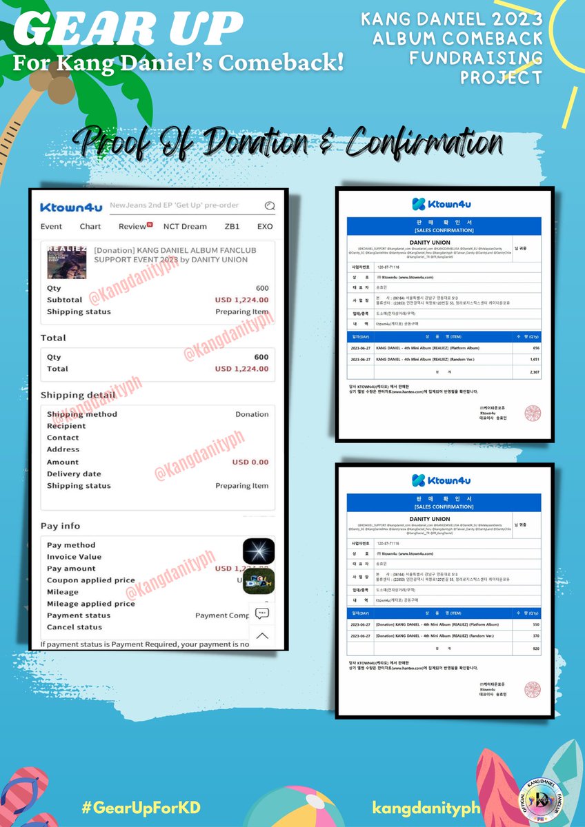 kangdanityph's tweet photo. Finally, we are happy to report that #GearUpForKD Fundraising for #Realiez Album Comeback has raised a total ₱120,334.88! 🥳

Funds were used on the ff:
1. 600 units "Realiez" Platform
Version ( Ktown- Danity Union )
2. Itunes Projects- Pre Release &amp;
Album Release
3. Merchandise https://t.co/v0sjjgkd7u