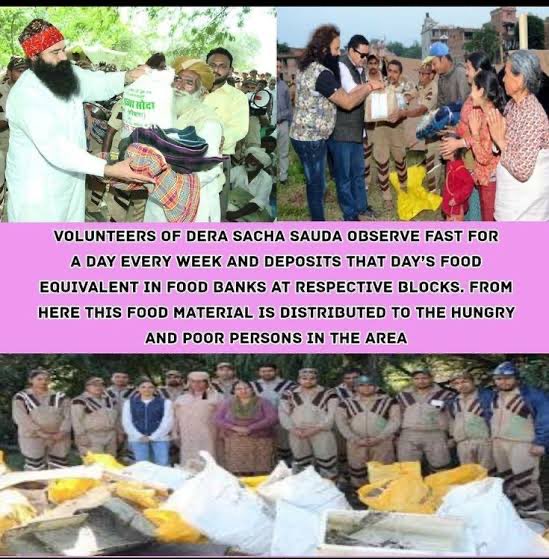 Millions of people are dying due to hunger and deficiency of nutrition.The volunteers of Dera Sacha Sauda are providing #FoodForAll in which ration kits are given to the needful by the guidance ofSaint Gurmeet Ram Rahim Ji.