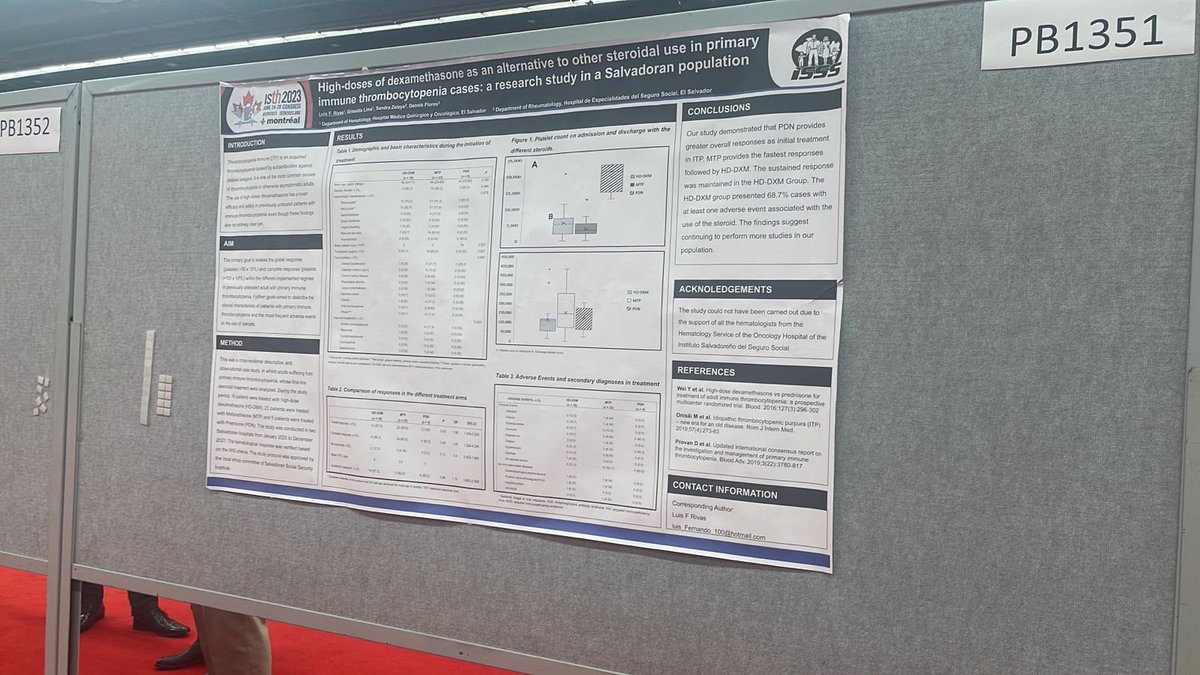 Estoy emocionado y orgulloso de haber presentado mi primer póster en un Congreso Mundial #ISTH2023 como primer investigador. Una investigación hecha en El Salvador 🇸🇻 ¡El aprendizaje continua y las ganas siguen intactas! 💪🏻

#ISTH2023 #CongresoMundial #CongresoTrombosisHemostasia