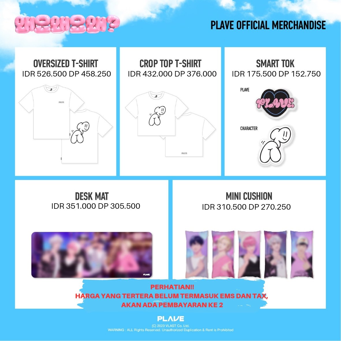 HIStore_bee's tweet photo. PREORDER PLAVE OFFICIAL MERCHANDISE

HARGA YANG TERTERA BELUM EMS DAN TAX
AKAN ADA PEMBAYARAN KE 2 SETELAH BARANG BERADA DI INDONESIA

Jika berminat silahkan hubungi admin kami
TERIMA KASIH 🙏
#poplavemerch #warungplave #plavemerch #histore_bee https://t.co/so6As0ypQH