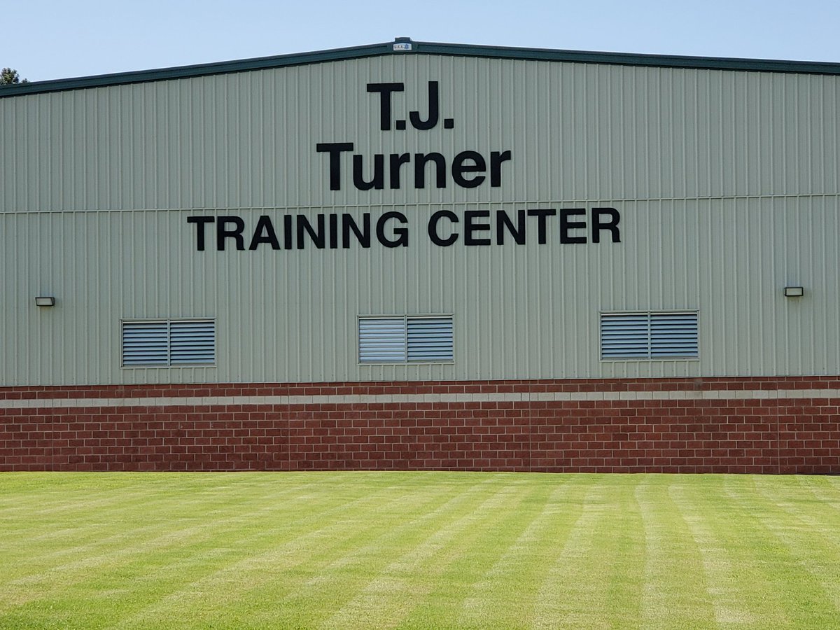 Lufkin_Sports's tweet photo. As you know Lufkin ISD voted last year to name the Lufkin Indoor practice field, the T. J. Turner Training Center. The signage went up this week. https://t.co/lbCwXcun8h