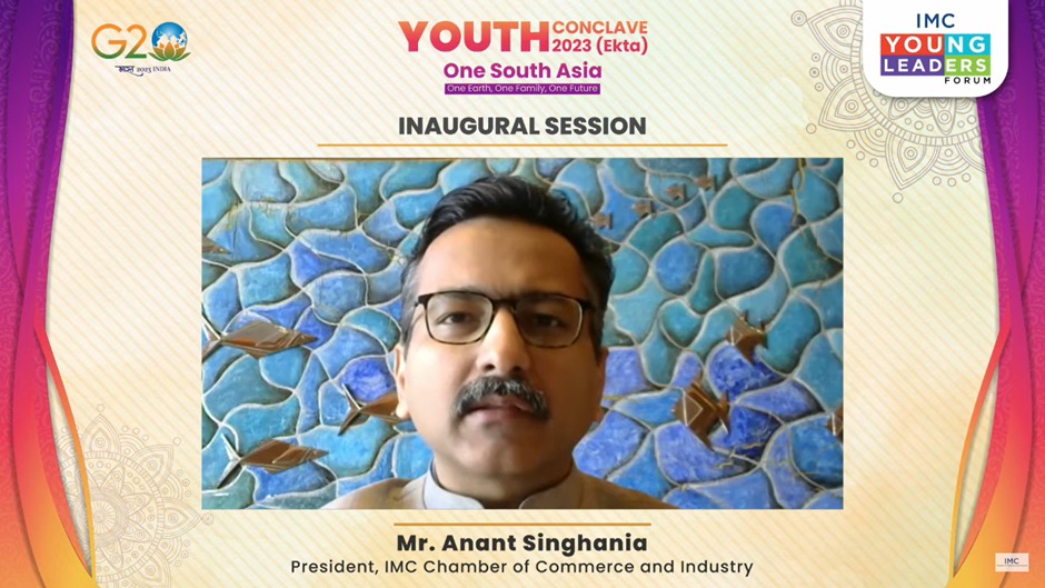 IMC Chamber of Commerce and Industry (@imc_india) on Twitter photo Welcome Address by Mr. Anant Singhania, President, IMC Chamber of Commerce and Industry at the virtual #IMCYouthConclave2023 (EKTA) One South Asia, One One Earth, One Family, One Future, today. To join us, click on imcyouthconclave2023.vexevents.com/index.html
#OneSouthAsia
<a href="/g20org/">G20 South Africa</a> Welcome Address by Mr. Anant Singhania, President, IMC Chamber of Commerce and Industry at the virtual #IMCYouthConclave2023 (EKTA) One South Asia, One One Earth, One Family, One Future, today. To join us, click on imcyouthconclave2023.vexevents.com/index.html
#OneSouthAsia
<a href="/g20org/">G20 South Africa</a>