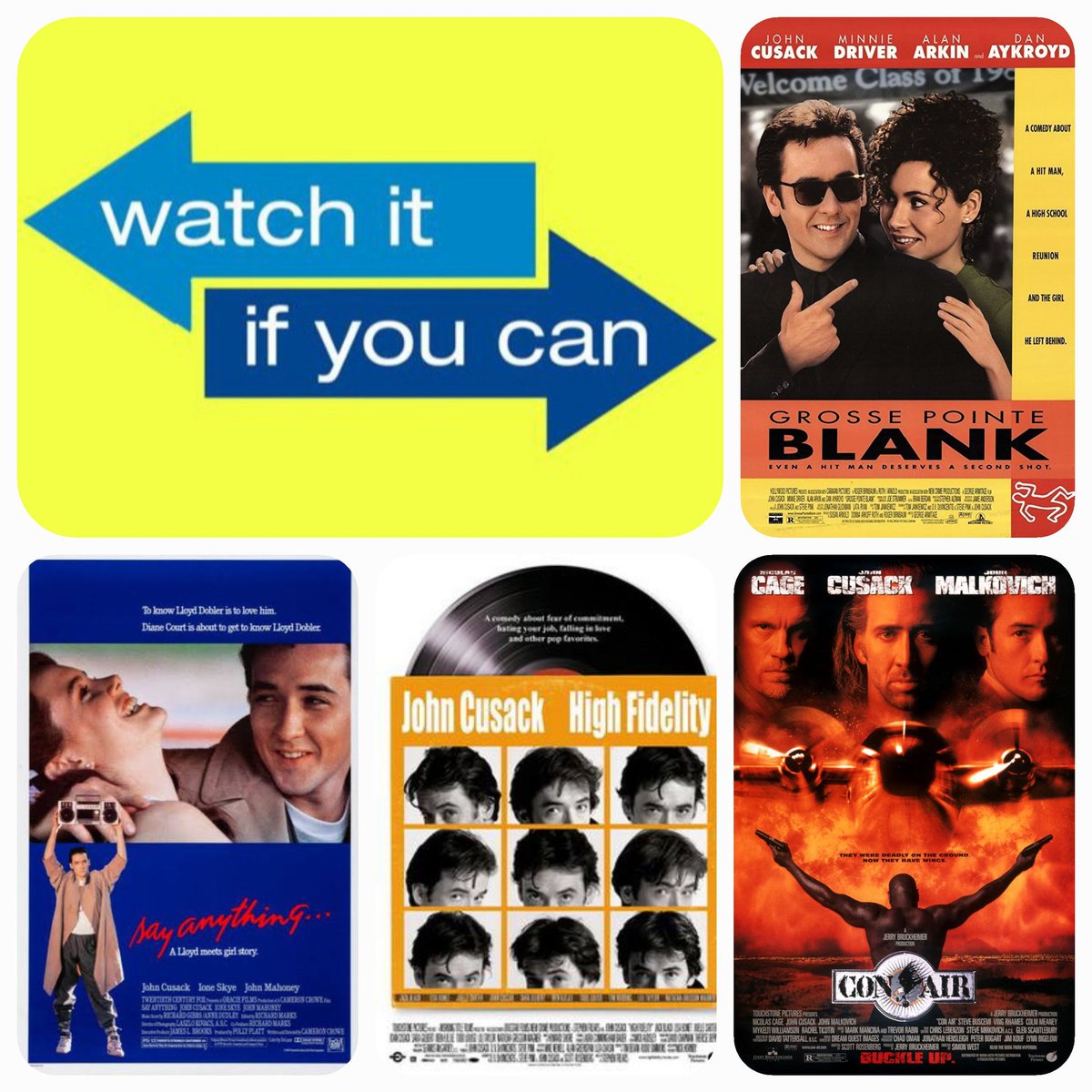 Some of our favourite movies featuring John Cusack. 

Any you haven't seen? Then maybe...
just maybe #watchitifyoucan