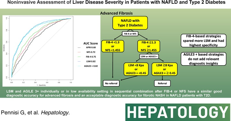 #HEP_highlights Before the biopsy: Accuracy of NITs in NAFLD patients with T2DM
Pennisi G et al. LSM and AGILE 3+ individually or in sequential combination after FIB-4 or NFS have a similar good diagnostic accuracy for advanced fibrosis
#LiverTwitter
shorturl.at/xyzU6