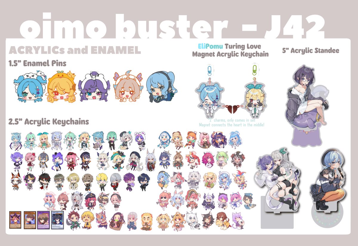 🥔 OIMO BUSTER AX2023 CATALOG 🥔
like vtubers? me too! a vtuber simp? ME TOO!
I'm back again with too many vtuber merch so I can sustain my very unhealthy vtuber addiction.
We have Hololive, 2434, Yugioh, Blue Archive and more✨

#AX2023ArtistAlley #AXArtistAlley2023 #AX2023