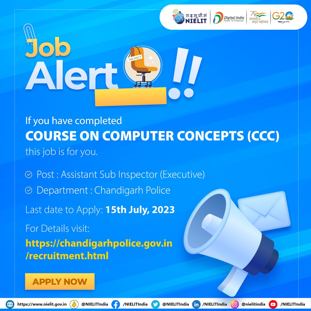 NIELIT on Twitter "Job Opportunity for CCC Certificate Holders