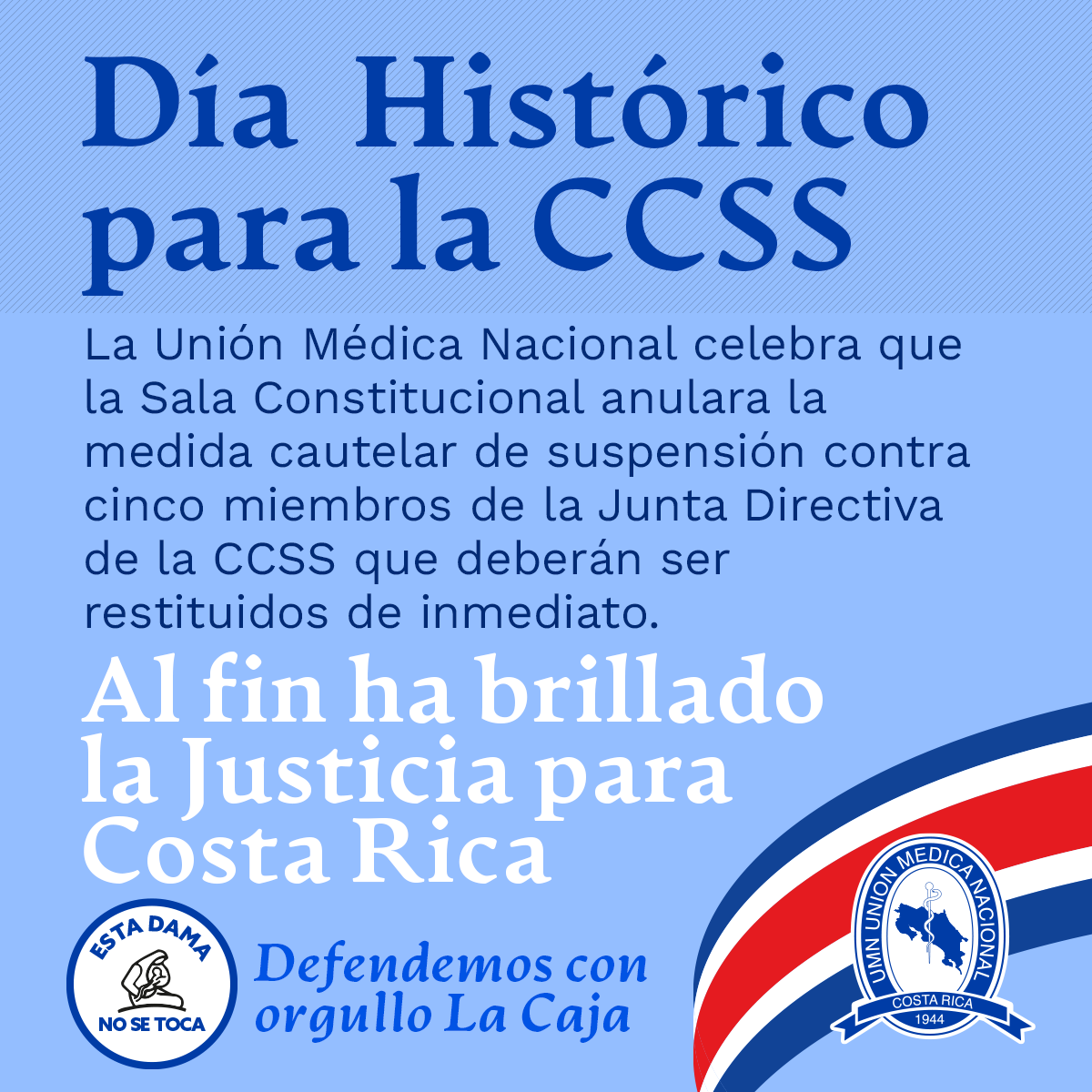 El Voto histórico de la Sala Constitucional que obliga a restituir a los directivos que fueron ilegalmente suspendidos por el Gobierno Chaves, tiene como uno de sus  fundamentos el Recurso de Amparo 23-002987-007-CO presentado por la Unión Médica Nacional el día 09 - 2 - 2023.