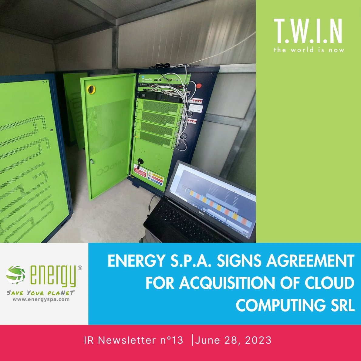 .#Energy S.p.A. signs agreement for acquisition of Cloud Computing s.r.l. a company headquartered in Trento, engaged since 2016 the development of #software with #IoT applications.  

To know more ➡ lnkd.in/eut-wDvm

#cloudcomputing #energystorage #ESG #batteries #zeroCO2