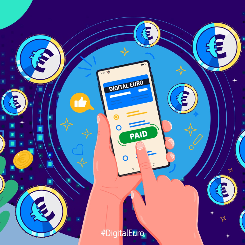 EU_Finance's tweet photo. With the digital euro you could

📲 Make &amp; receive instant payments, even without an internet connection

💳 Pay digitally, even if you don't have a bank account

Swipe left to learn more! #DigitalEuro