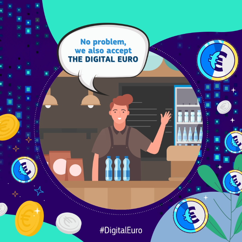 EU_Finance's tweet photo. With the digital euro you could

📲 Make &amp; receive instant payments, even without an internet connection

💳 Pay digitally, even if you don't have a bank account

Swipe left to learn more! #DigitalEuro