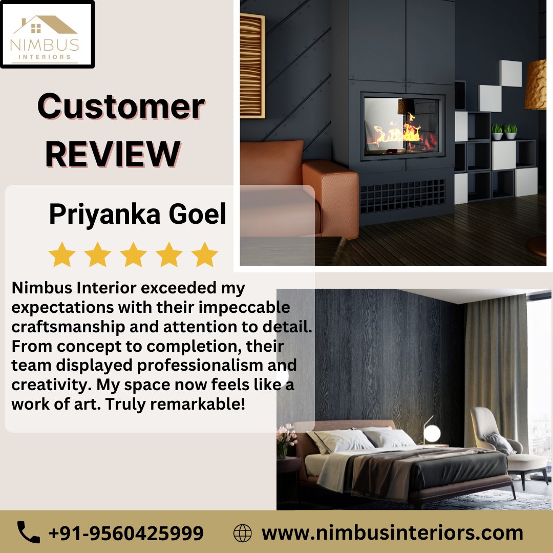 “Seeing that you had a 5-Star experience is the best thing we could hope for! Your review means a lot to us. Thank you for choosing Nimbus interior. We look forward to serving you for many years to come!
#customer #nimbusinteriors #customerreview #postivefeedback #experienceshare