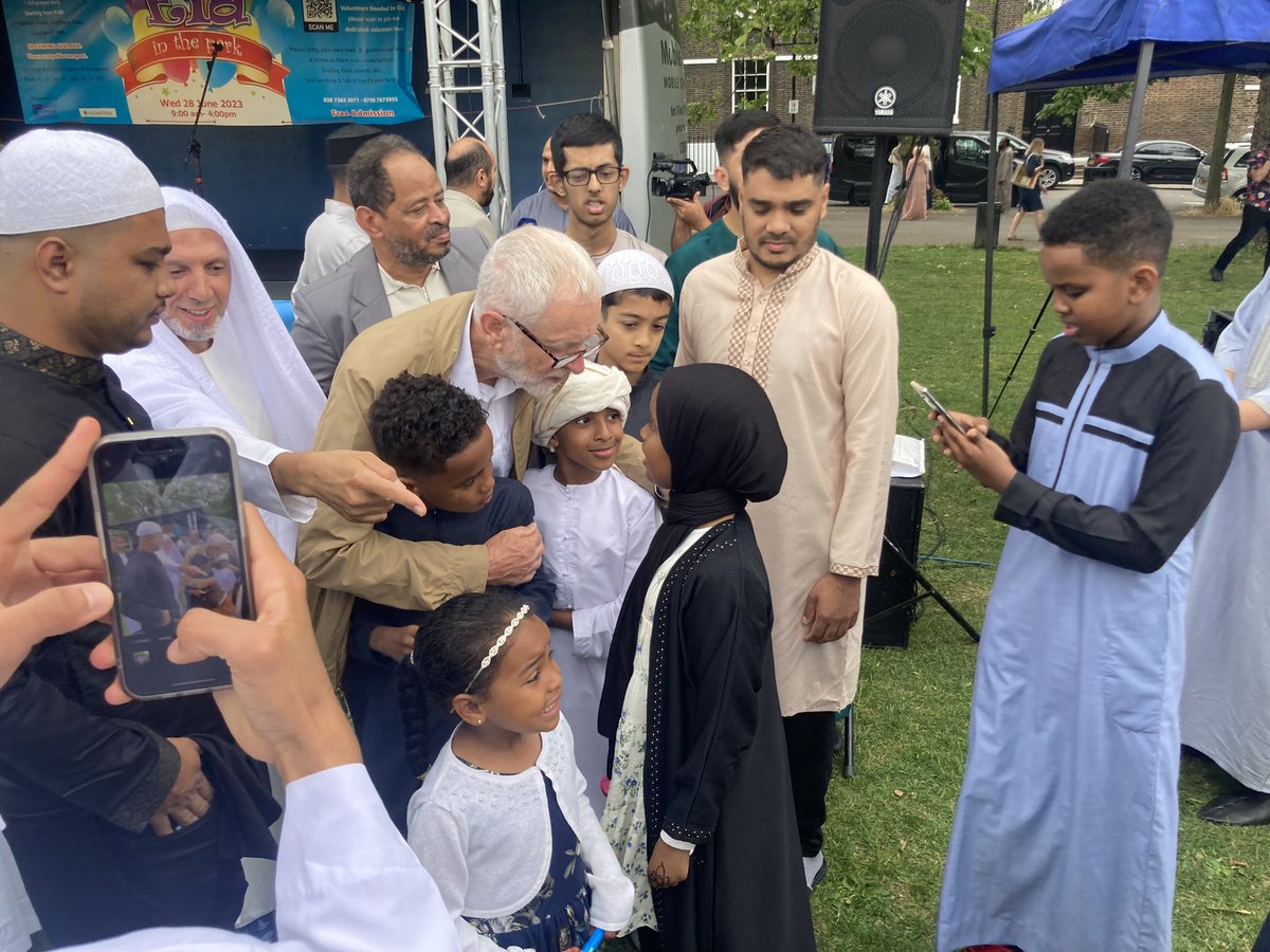 jeremycorbyn's tweet image. Wonderful to join friends and neighbours in Islington this morning to celebrate Eid Al Adha.

Let’s all embrace the values of generosity, unity and compassion that define this blessed day. 

Eid Mubarak!