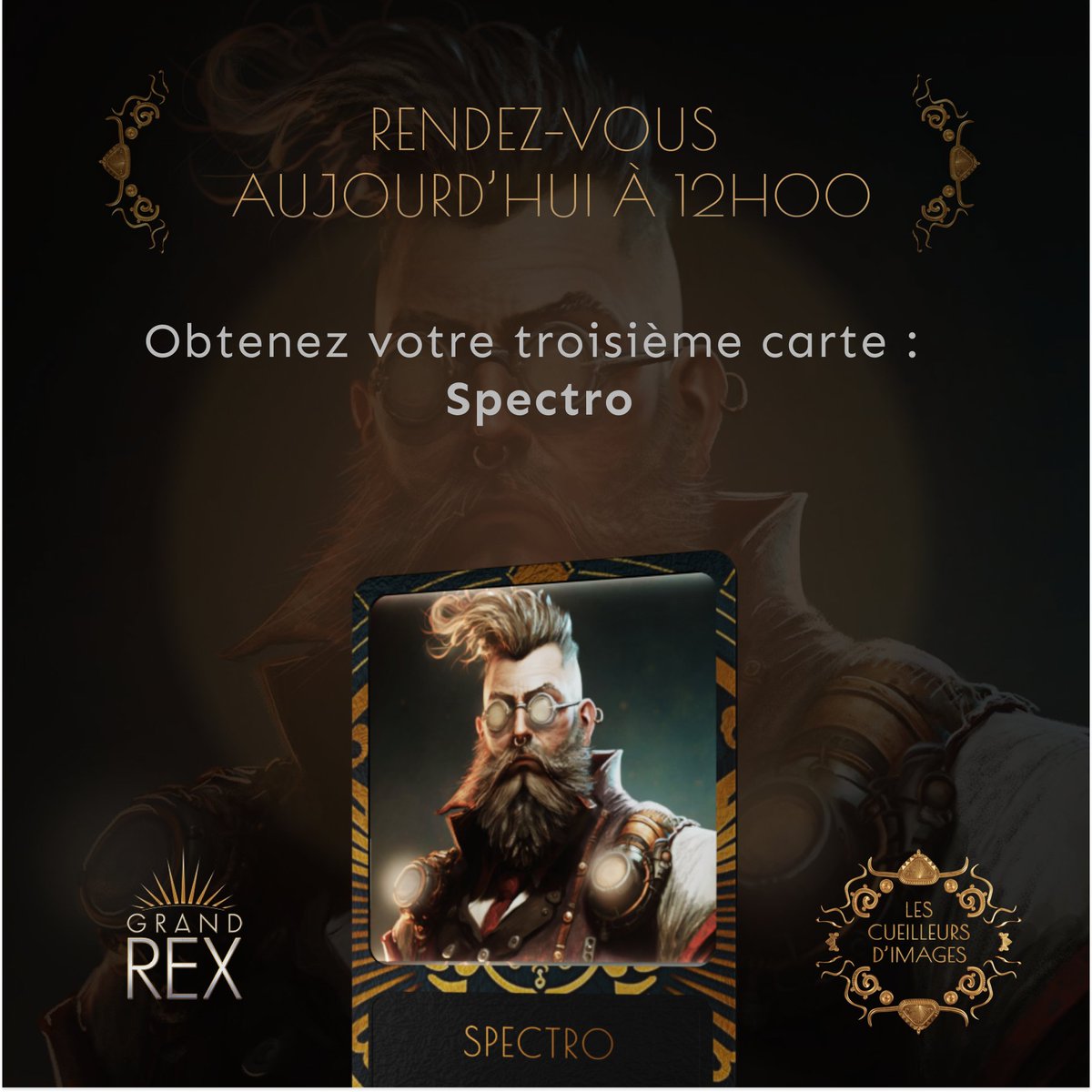 ✨ LES CUEILLEURS D'IMAGES ✨

Retrouvez dès 12h la troisième carte des Cueilleurs d’Images : Spectro ⚡️

En vente ici ➡️ tailor.community/communities/gr…

Pour plus d’infos ➡️ legrandrex.tailor.community

<a href="/LeGrandRex/">Le Grand Rex</a>  en VIP n’attend plus que vous ! 👑