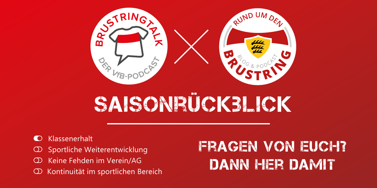 BrustringTalk (@brustringtalk) on Twitter photo Mit etwas Abstand schauen wir mit <a href="/RundudBrustring/">Rund um den Brustring</a> zurück auf die letzte - ereignisreiche - #VfB Saison.
4 Trainer, 2 Sportdirektoren, Relegation - es gibt genug zu besprechen.
Habt ihr noch was auf dem Herzen, dann her damit. Mit etwas Abstand schauen wir mit <a href="/RundudBrustring/">Rund um den Brustring</a> zurück auf die letzte - ereignisreiche - #VfB Saison.
4 Trainer, 2 Sportdirektoren, Relegation - es gibt genug zu besprechen.
Habt ihr noch was auf dem Herzen, dann her damit.
