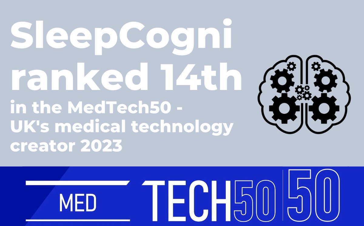 <a href="/SleepCogni/">SleepCogni</a> ranked 14th best in class medical tech creator in the UK. As voted by you and an industry expert panel - thank you!

Exciting as we go out for real life testing with clinicians and users in the coming weeks.