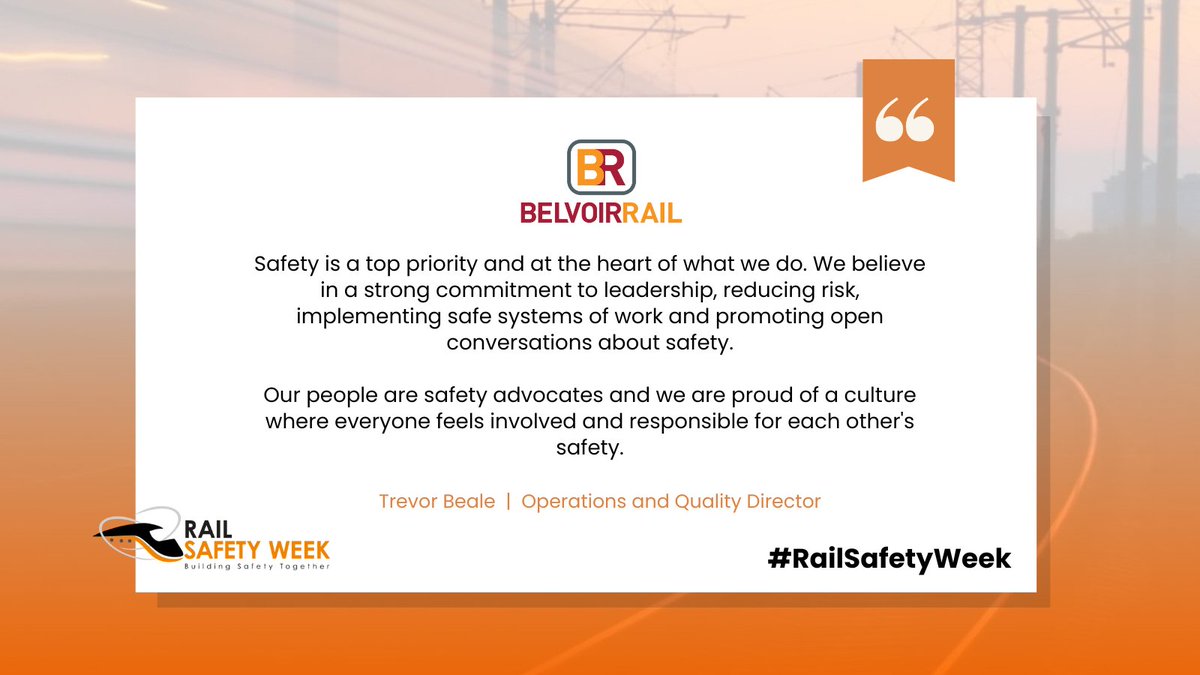 #RailSafetyWeek highlights the importance of a strong safety culture. At Belvoir Rail, safety is not just a goal we want to achieve - it's an integral part of who we are.
#RSW23 #TogetherForSafety #RailSafety @RailSafetyWeek