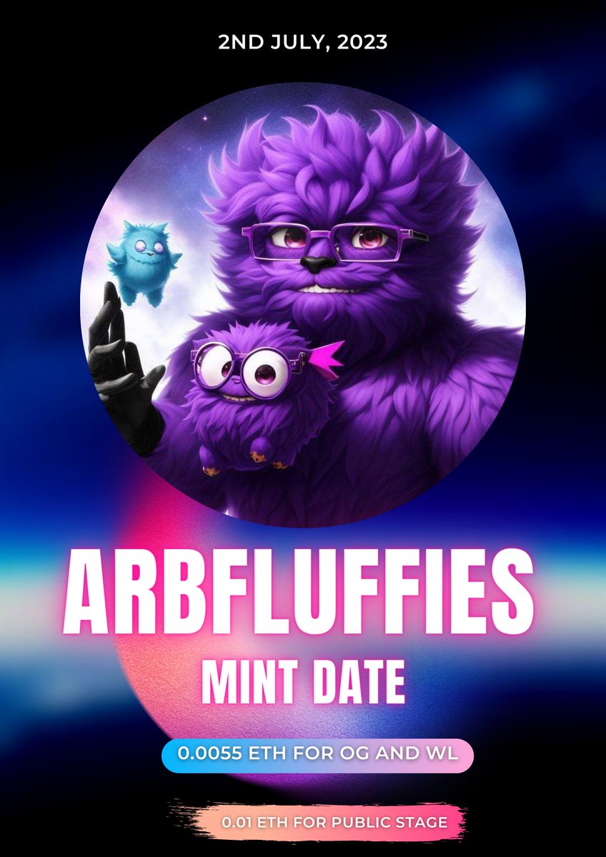 Good Day, Fluffie Lovers🚀💫

💎Check out our #OpenSea page to learn more about the upcoming #mint and collection:

 opensea.io/collection/arb…

#GN #GM #nfts #nft #NFTCommunity #NFTCollection #Zealy #Crew3 #WLgiveaway #Ambassador