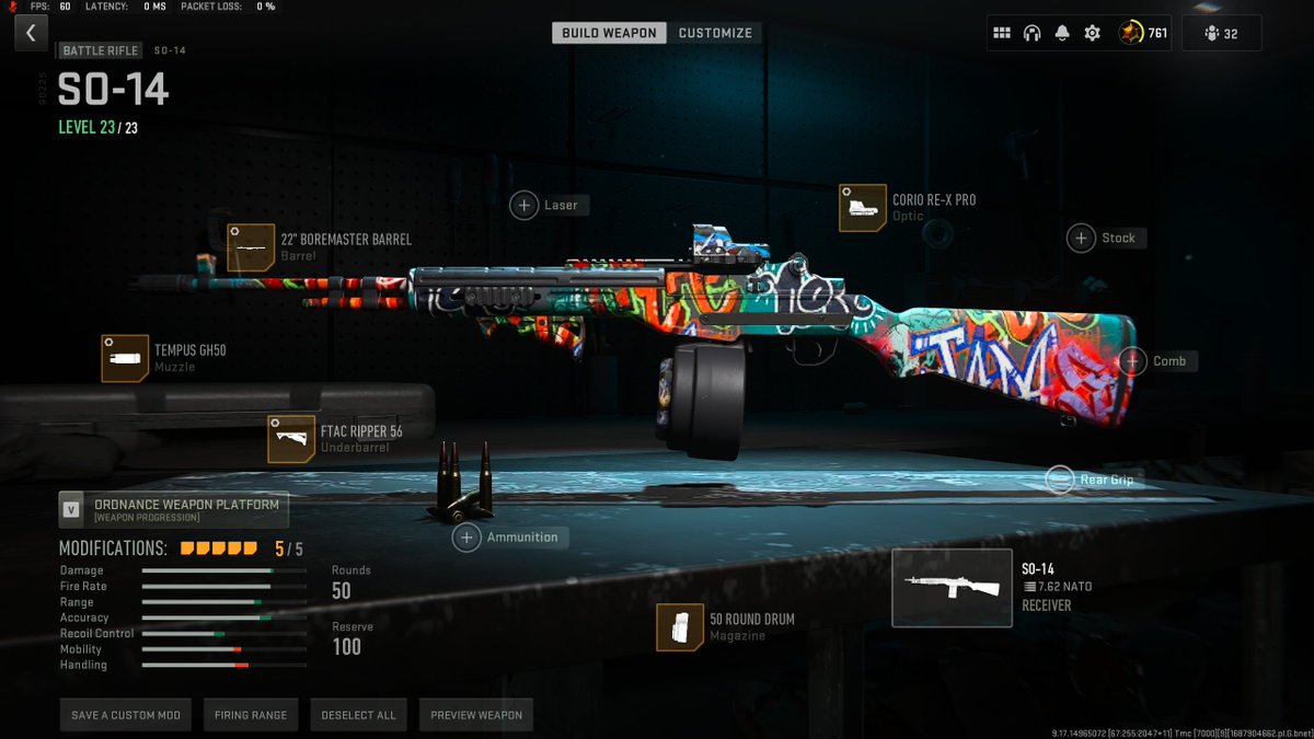 WarsZ's tweet photo. THE BEST SO-14 CLASS FOR WARZONE 2 THIS GUN IS BROKEN IF YOU HIT YOUR SHOTS! This gun has the fastest TTK in the game by a good bit final attachments down below 🔽😁 https://t.co/mgATAwV02g
