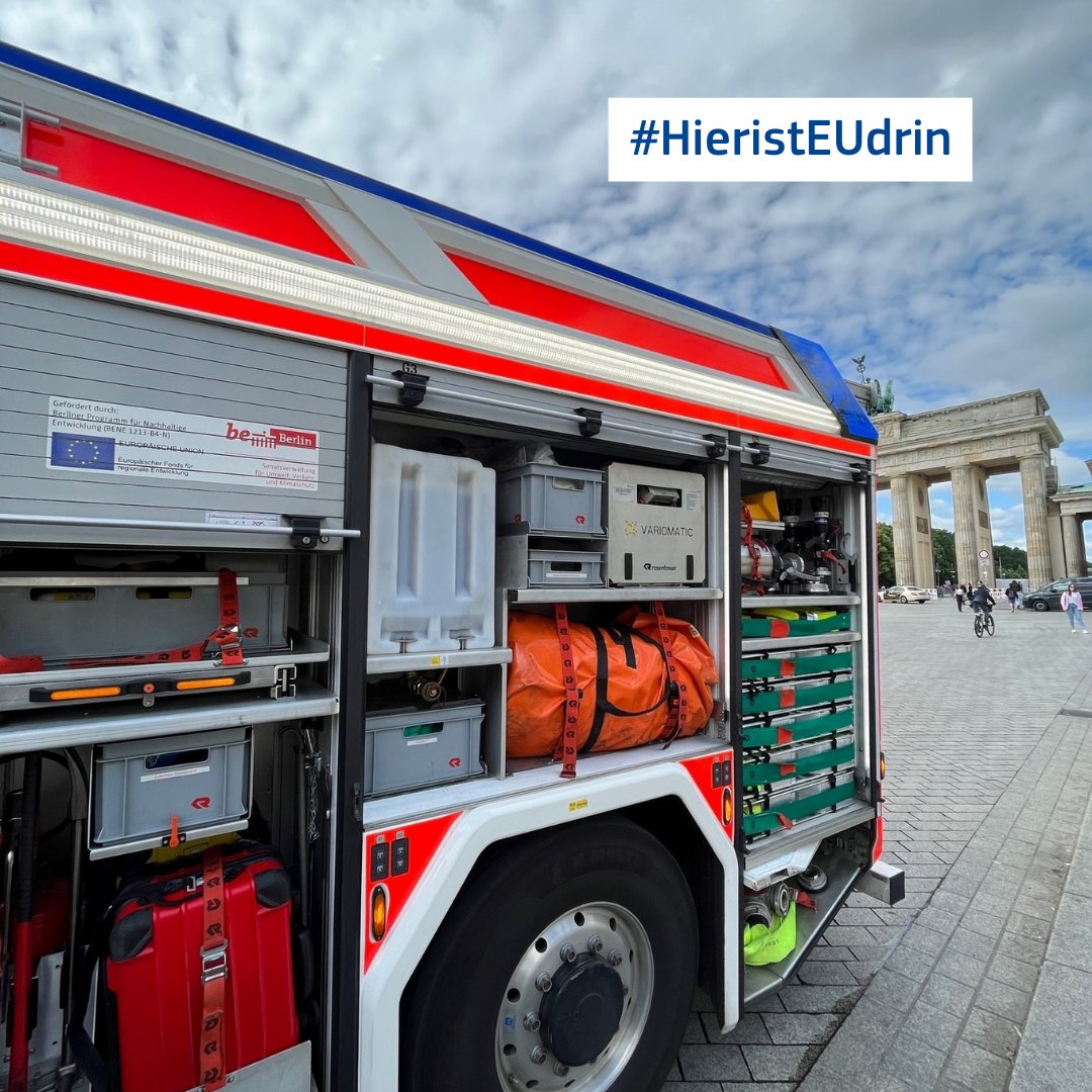 So sieht zukunftsfähige Mobilität aus: Das hybride Löschfahrzeug der <a href="/Berliner_Fw/">Berliner Feuerwehr</a>. Die <a href="/EU_Commission/">European Commission</a> unterstützt das Projekt mit rund 0,9 Mio. Euro über das #BENE-Nachhaltigkeitsprogramm der <a href="/SenWiEnBe/">Senatsverwaltung für Wirtschaft, Energie, Betriebe</a>. 🚒🇪🇺