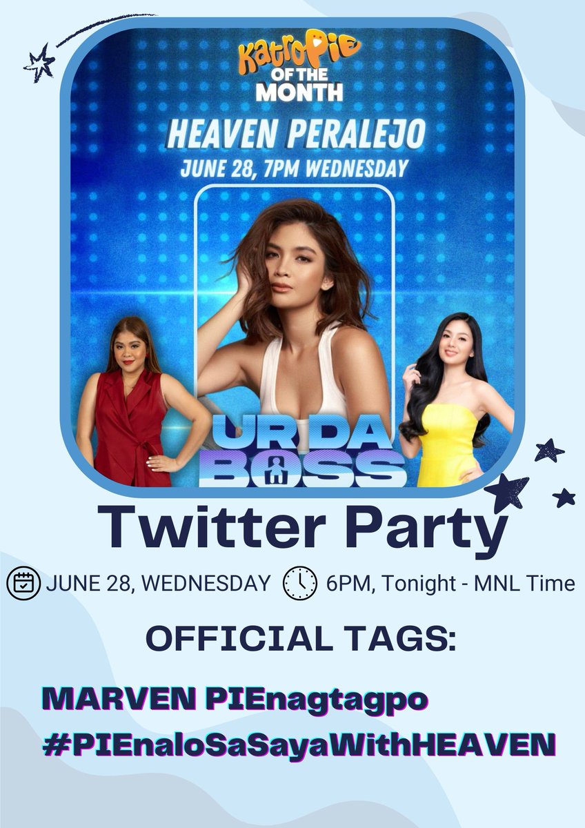 Let's support Heaven at makisamang mag ingay dahil siya ang KatroPie of the Month! Abangan din natin ang games with Marco! Use the tags below and enjoy!

MARVEN PIEnagtagpo
#PIEnaloSaSayaWithHEAVEN

🔗 youtube.com/iampieofficial
🌐 pie.com.ph/join