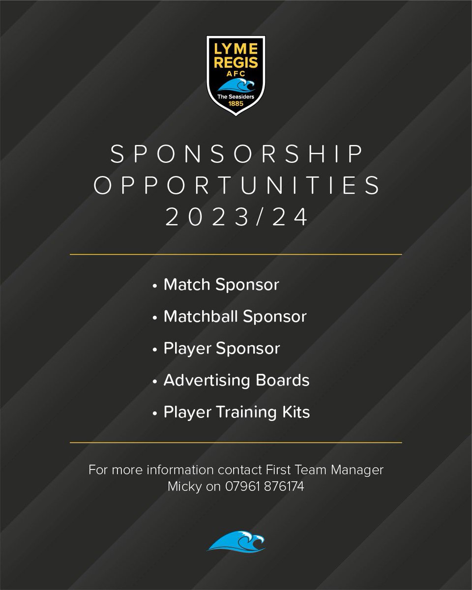 SPONSORSHIP 
OPPORTUNITIES 🟡⚫️

With the new season fast approaching, it’s an exciting time to get involved with the Seasiders! 🌊 

A number of sponsorship opportunities are available; 

Contact us for more info! 

#Seasiders #OneClubOneCommunity #sponsorship #opportunities
