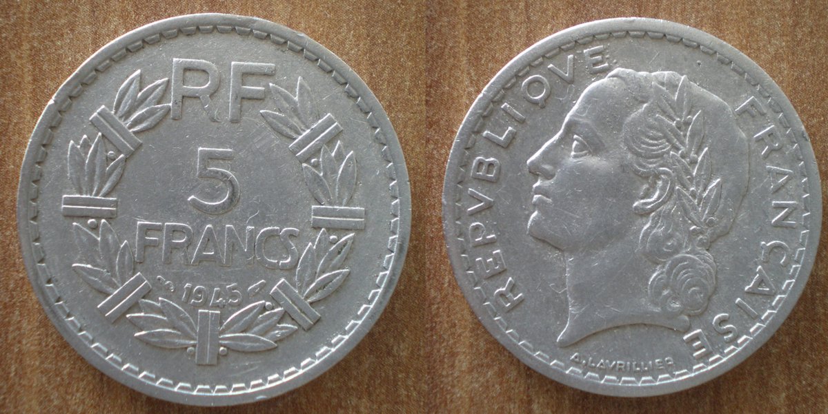 New in my shop Ebay coin France 5 Francs 1945 Lavrillier It's here: ebay.com/itm/2350683879… #coin #ebay #franc #francs #numismatic #numismatics #numismatique #francs #aluminium #coincollection #numismate #oldcoins #worldcoins #coinoftheworld #lavrillier #coins #coinsforsale