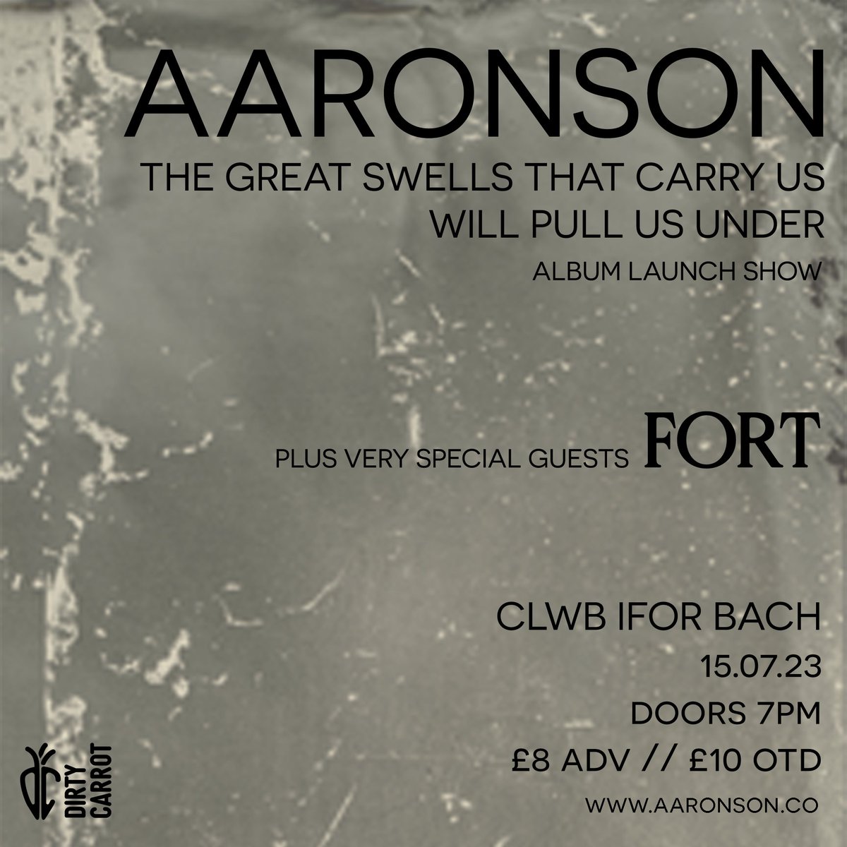 WE WILL BE PLAYING OUR ALBUM #THEGREATSWELLSTHATCARRYUSWILLPULLUSUNDER IN FULL at @ClwbIforBach
on July 15th.

Please join us for what is starting to look like a special night 

ticketweb.uk/event/aaronson…

@dirtycarrotrecs #postrock #welshmusic