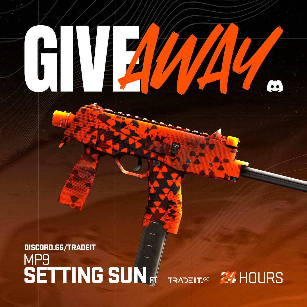 MP9 Setting Sun 2X Giveaway! 🎉

To enter:

1. Follow <a href="/tradeit_gg/">Tradeit</a> 

2. Tag 2 friends &amp; RT this post

3. (OPTIONAL) Join discord.gg/tradeit for the other one
--
The giveaway ends in 24 hours.

One winner will be chosen on Twitter and another on Discord. 

Good luck to all