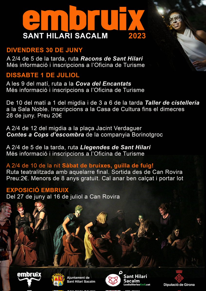 santhilari's tweet photo. 💥 Ja hi ha més de 300 entrades venudes per l'Embruix d'aquest dissabte 1 de juliol a partir de 2/4 de 10 del vespre!
🎟️ No us quedeu sense! Entrades a 2 € a Can Rovira
#embruix #embruix2023 #santhilarisacalm #lesguillerieskm0 https://t.co/QHKb0S3ocj