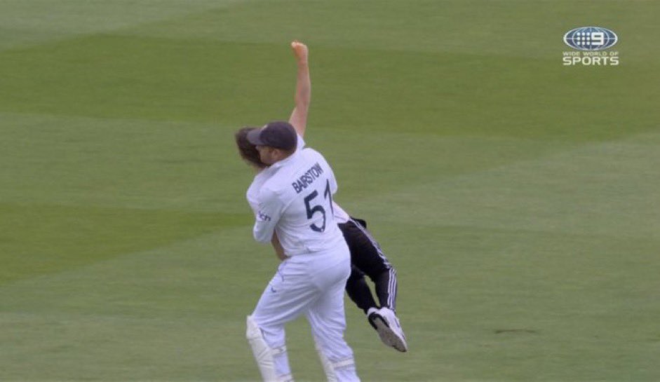 Bairstows first catch of the series #Ashes