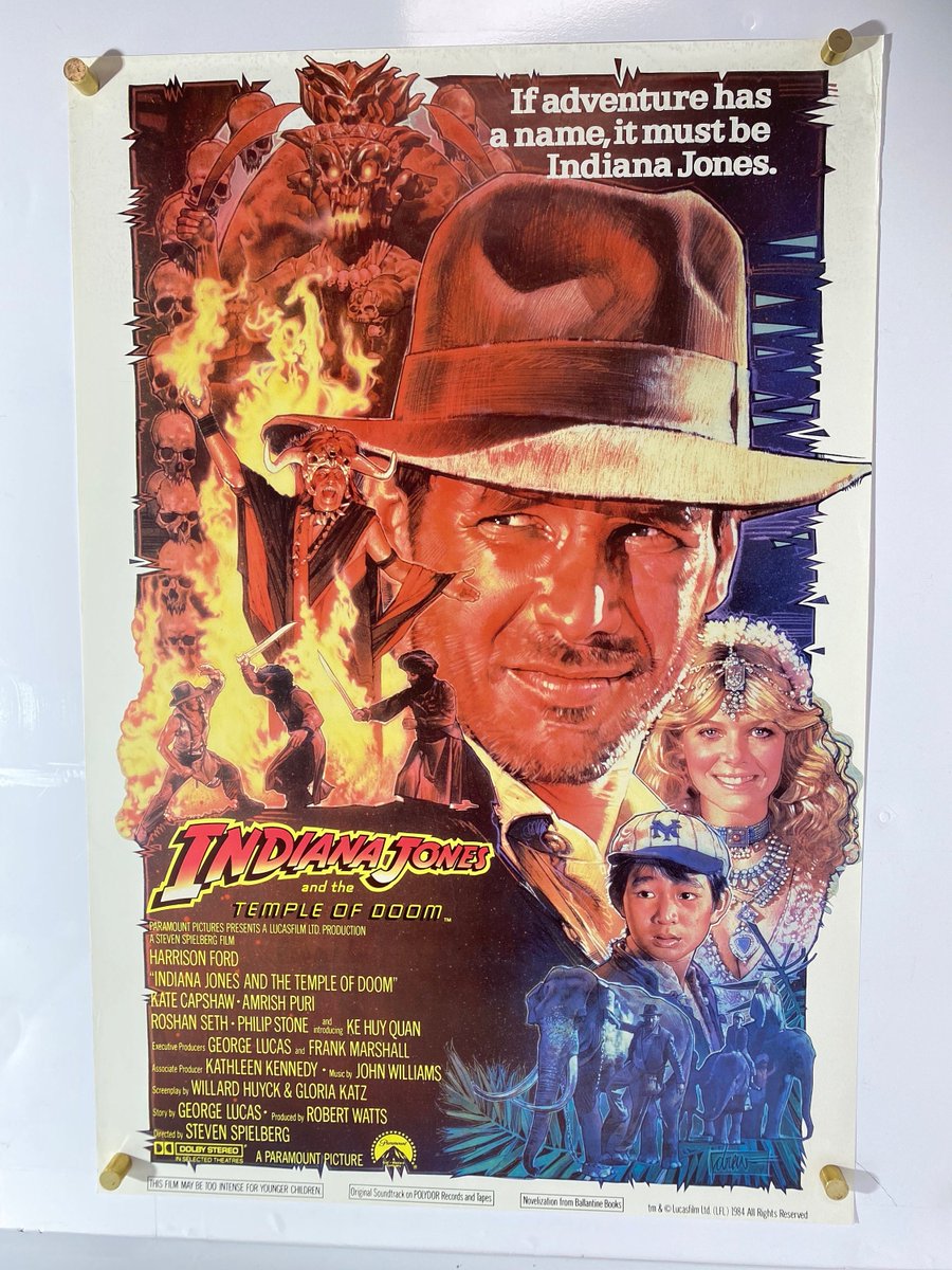 postermad's tweet image. Indiana Jones and the Temple of Doom Vintage 1984 Original One Sheet Movie Poster etsy.me/3CWHxx3 #unframed #film #vertical #uk #poster #original #movie #british #cinema