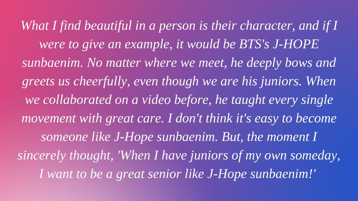 uarmyvibe's tweet photo. "when I have juniors of my own someday, I want to be a great senior like J-Hope sunbaenim!"  - Taki of &amp;TEAM https://t.co/6UL7Gm5G77