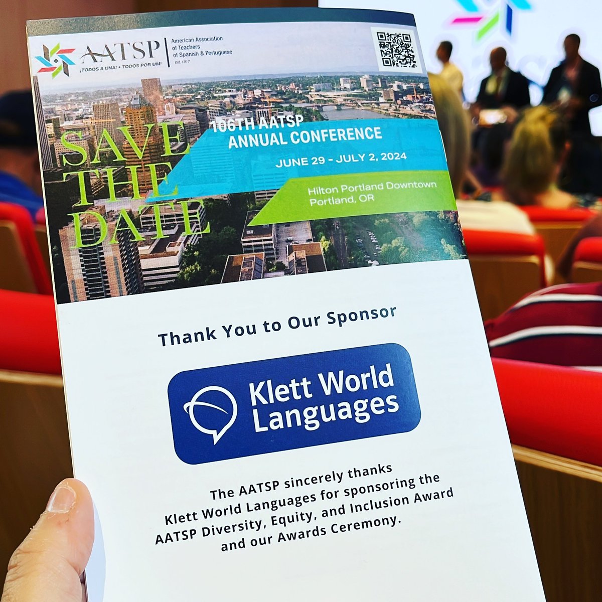 KlettWL's tweet photo. En la Awards Ceremony. Encantados de patrocinar el AATSP Diversity, Equity, and Inclusion Award.
#aatsp23 @AATSPglobal https://t.co/OedwlUg0nv