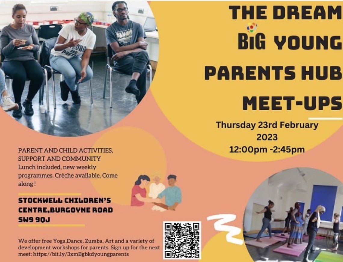 📢 Calling young parents aged 16-26 with children aged 0-3! Join @think_b.i.g's Young Parent's Hub for self-care and personal development. FREE creche and lunch provided. 

EVERY Thursday, 12-2.45pm at Stockwell Children's Centre. 

🌟👩‍👧‍👦 #YoungParents #SelfCare 

See flyer 👇🏼