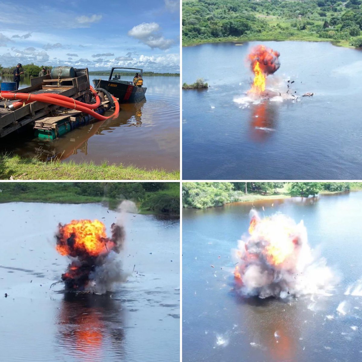 Está totalmente prohibida la minería fluvial y todo tipo de estructuras flotantes que modifiquen  y sedimenten los lechos hidrográficos. #FANB desmantelará y destruirá las existentes, en cumplimiento con su misión de seguridad, defensa y resguardo ambiental.
#IntegrarEsVencer