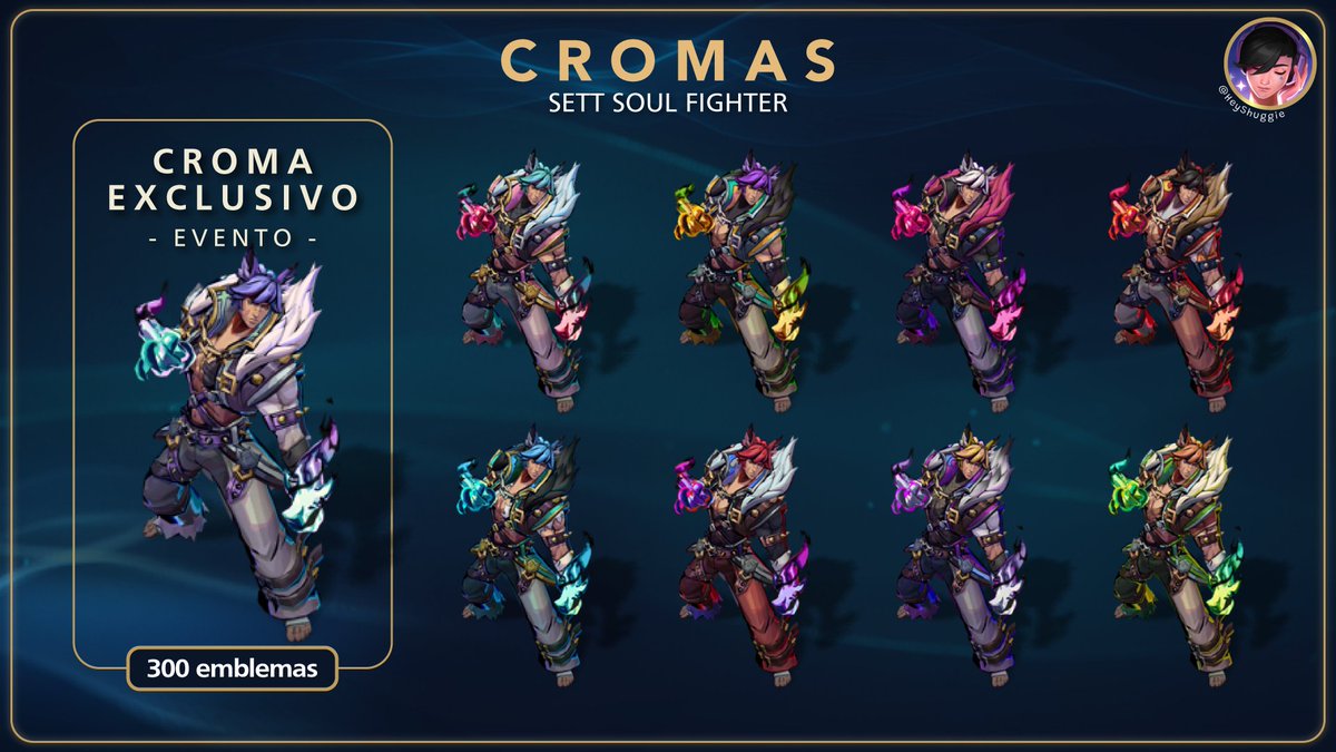 HeyShuggie's tweet photo. 🎨 | CROMAS DO PATCH 13.14

• Lux Soul Fighter
• Naafiri Soul Fighter
• Pyke Soul Fighter
• Sett Soul Fighter

[Tweets abaixo ↓]

• Darius Mestre da Enterrada
• Cromas Exclusivos (primeira parte)
• Senna Guardiã Estelar

⚠️ Por ser ultimate, a Samira não receberá cromas. https://t.co/ZESfLL6AzS