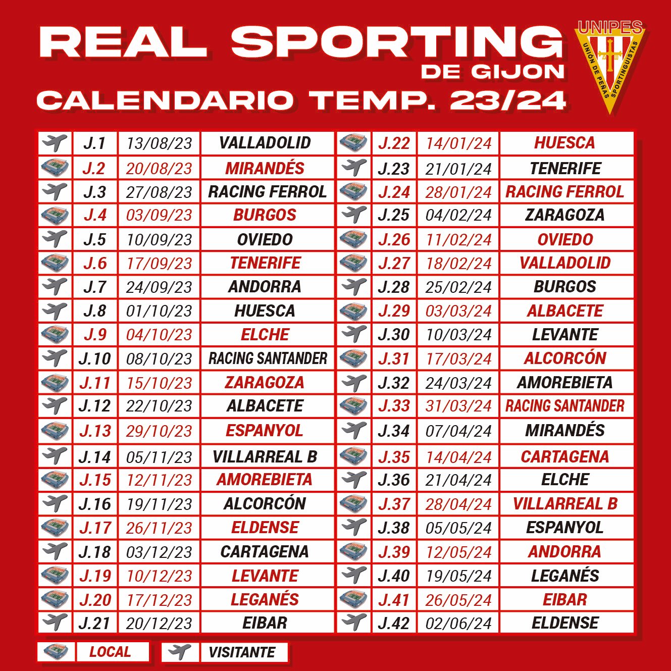 Calendario del sporting 2023