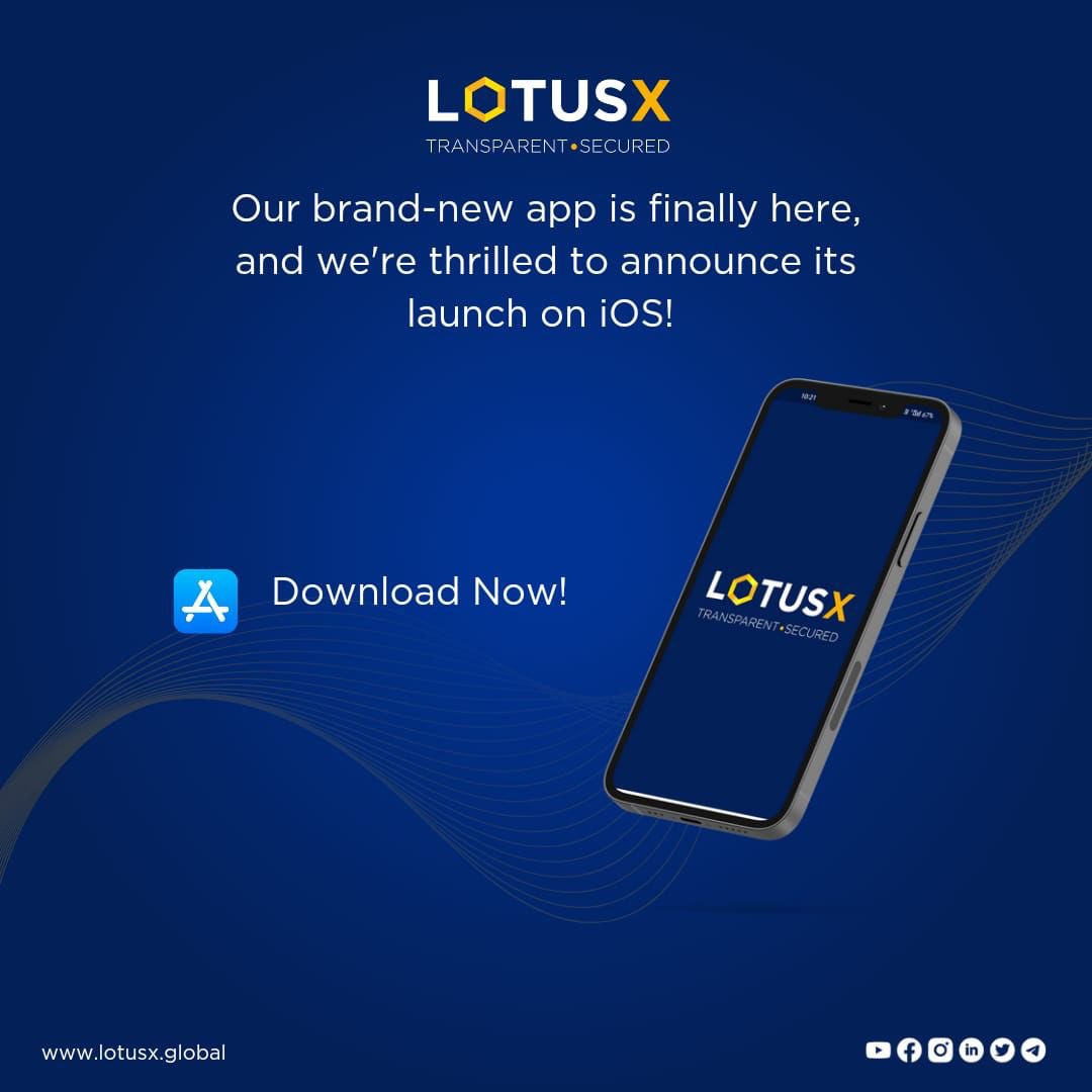 Mid-week BIG Announcement!! 

LotusX is now available on iOS! 
Download now! 

Link: lnkd.in/dtKdafHp

#crypto #cryptoassets #invest #update #latestnews #iosapp #CEX #finance #financemanagement #trading #cryptocommunity #cryptoindustry #india #CryptoNews #bitcoin