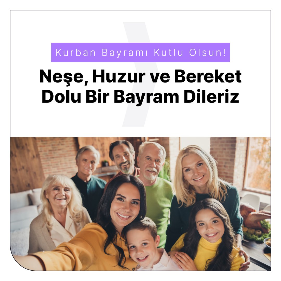 Kurban Bayramınızı en içten dileklerimizle kutlar; sağlık, mutluluk ve huzur dolu nice bayramlar dileriz. Aileniz ve tüm sevdiklerinizle birlikte, mutlu ve sağlıklı bir Kurban Bayramı ve bir ömür geçirmenizi dileriz.