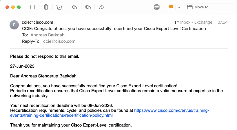 devnettraining's tweet image. Three more years!
#ccie #devnetexpert #ccde #ccdeve