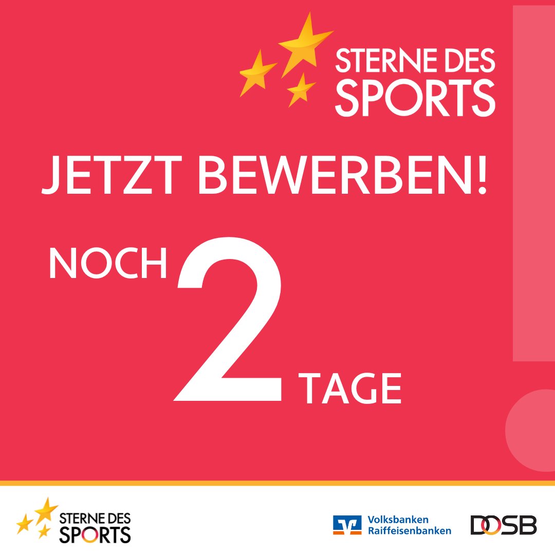🌟 Ihr habt euch noch nicht für die "Sterne des Sports" 2023 beworben🤯

👉 Dann bewerbt euch JETZT noch schnell unter: 🔗sterne-des-sports.de/vereine/bewerb…

#SterneDesSports #Sterne2023 #EchtGoldWert #VieleSchaffenmehr #Volksbanken #Raiffeisenbanken