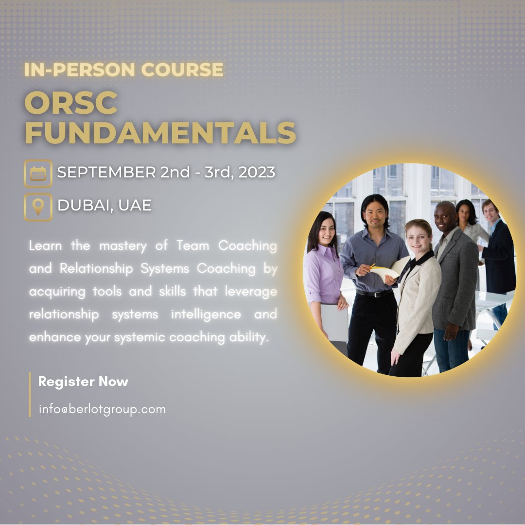 Register today for our upcoming In-Person  @CRRGlobal ORSC Fundamentals course taking place on September 2nd- 3rd, 2023. To enroll in the course, email us at info@berlotgroup.com.  #TeamCoaching #freelancecoach #agilecoach #corporateclients