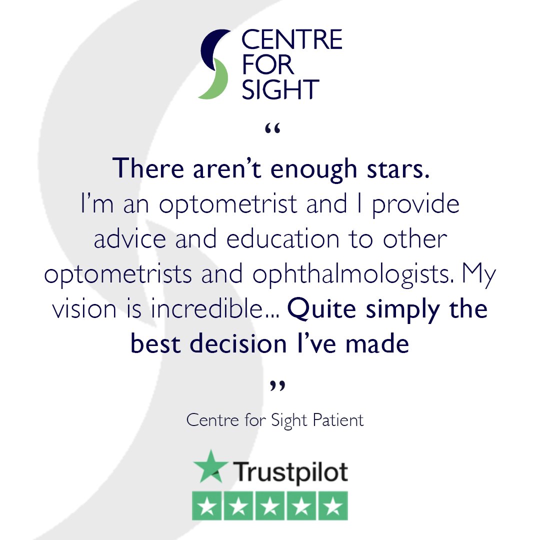 A fantastic review from a fellow Optometrist. Thank you for trusting us!  

#eyesurgery #trustpilot #lasik #eyehealth #contactlenses #lensreplacement #cfs #centreforsight #correctiveeyesurgery  #cataract #lasereyesurgery #visioncorrection  #astigmatism  #glaucoma  #LLR