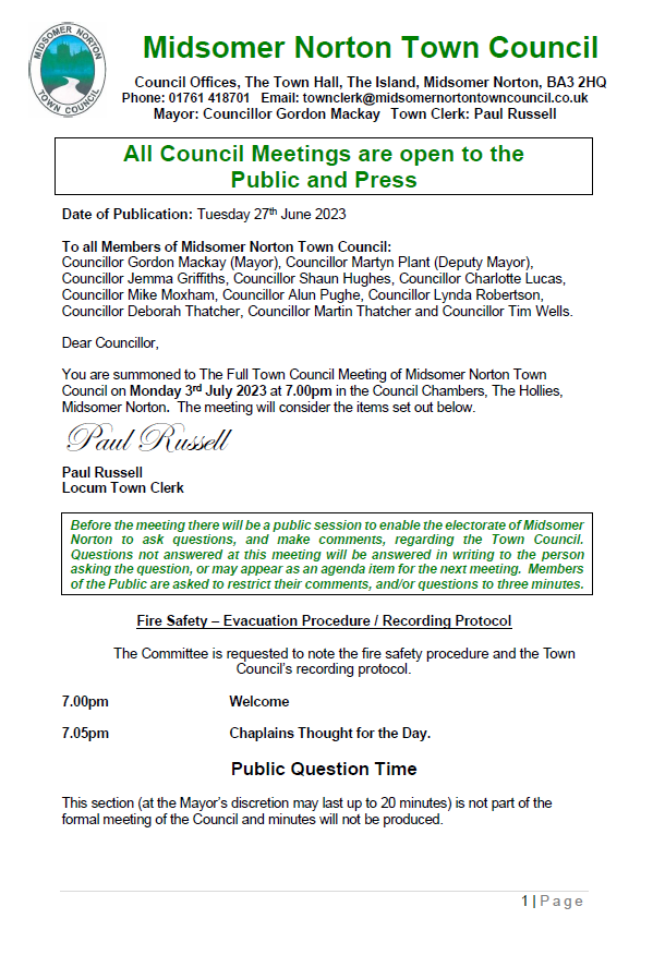 nortongnome's tweet photo. #MidsomerNorton Town Council Agenda published for July 3rd Full Council @MSNNubNews @MNRJournal @SomerValleyFM @SomersetLive https://t.co/TM7kIMRiId