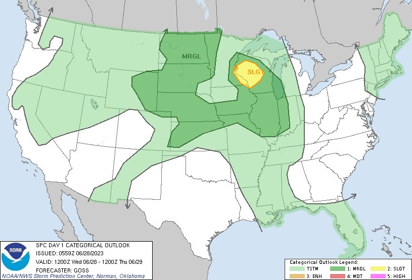 NWS Storm Prediction Center on Twitter "101am CDT SPC Day1 Outlook