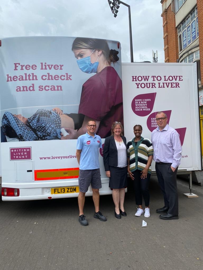 Team hepatology @WestMidHospital @ChelwestFT providing clinician support to the @LiverTrust for their #LoveyourLiver roadshow in Hounslow #LiverHealth. 119 screened / scanned in a day